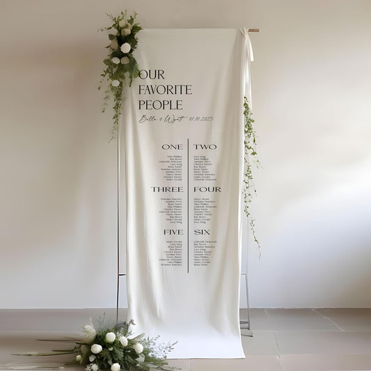 Wedding Seating Chart Banner | Personalized Reception Guest List Sign | Elegant Custom Table Assignment Board | Ceremony Decor