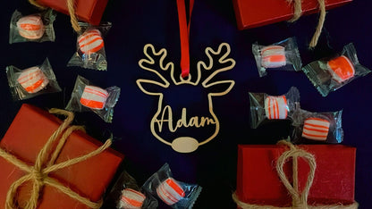 Personalized Christmas Ornaments/1st Christmas/reindeer Ornament/Xmas Decor/Wooden name cutout Ornament/2025 Ornament/Rustic Ornament