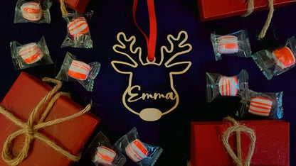 Personalized Christmas Ornaments/1st Christmas/reindeer Ornament/Xmas Decor/Wooden name cutout Ornament/2025 Ornament/Rustic Ornament