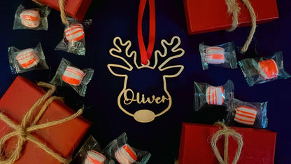 Personalized Christmas Ornaments/1st Christmas/reindeer Ornament/Xmas Decor/Wooden name cutout Ornament/2025 Ornament/Rustic Ornament