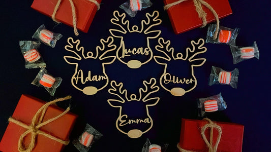 Personalized Christmas Ornaments/1st Christmas/reindeer Ornament/Xmas Decor/Wooden name cutout Ornament/2025 Ornament/Rustic Ornament