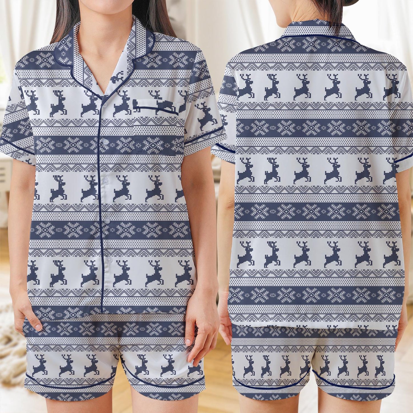 Christmas Pajama Set, Christmas Reindeer Sleepwear, Reindeer Christmas Loungewear Set, Merry Christmas Pajamas, Rudolph Reindeer Pjs