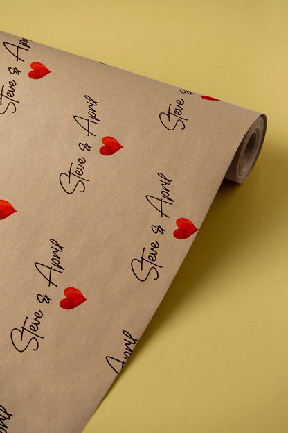 Personalised Wrapping Paper, Surname, Kraft Paper, Gift Wrap, Customised, Eco, Party, Engagement, Couples, Newly Weds, Anniversary, Paper