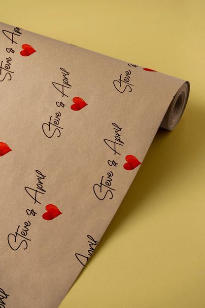 Personalised Wrapping Paper, Surname, Kraft Paper, Gift Wrap, Customised, Eco, Party, Engagement, Couples, Newly Weds, Anniversary, Paper
