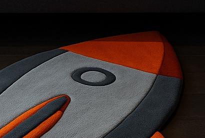 Hand-Tufted Wool Rocket Ship Rug: Space Nursery Decor