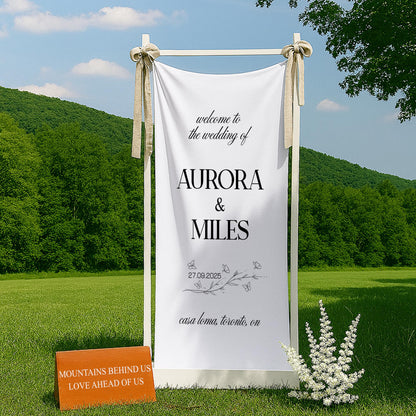 Wedding Welcome Sign – Personalized Wedding Sign with Names, Date & Venue, Custom Outdoor Wedding Decoration, Ceremony Entrance Sign