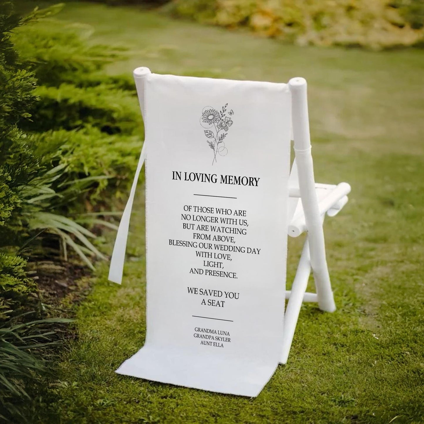 In Loving Memory Wedding Sign – Reserved Seat Banner for Loved Ones, Memorial Chair Sign, Personalized Wedding Ceremony Decoration