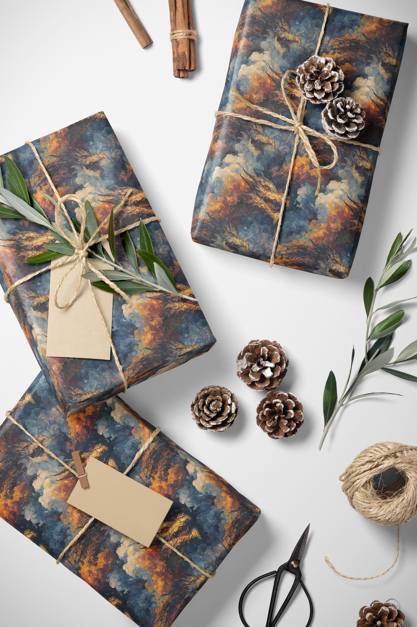 Dragon Gift Wrap Roll with Mythical Beast Design, Wrapping Paper for Fantasy Lovers, DnD Players, and Magical Gifting #2