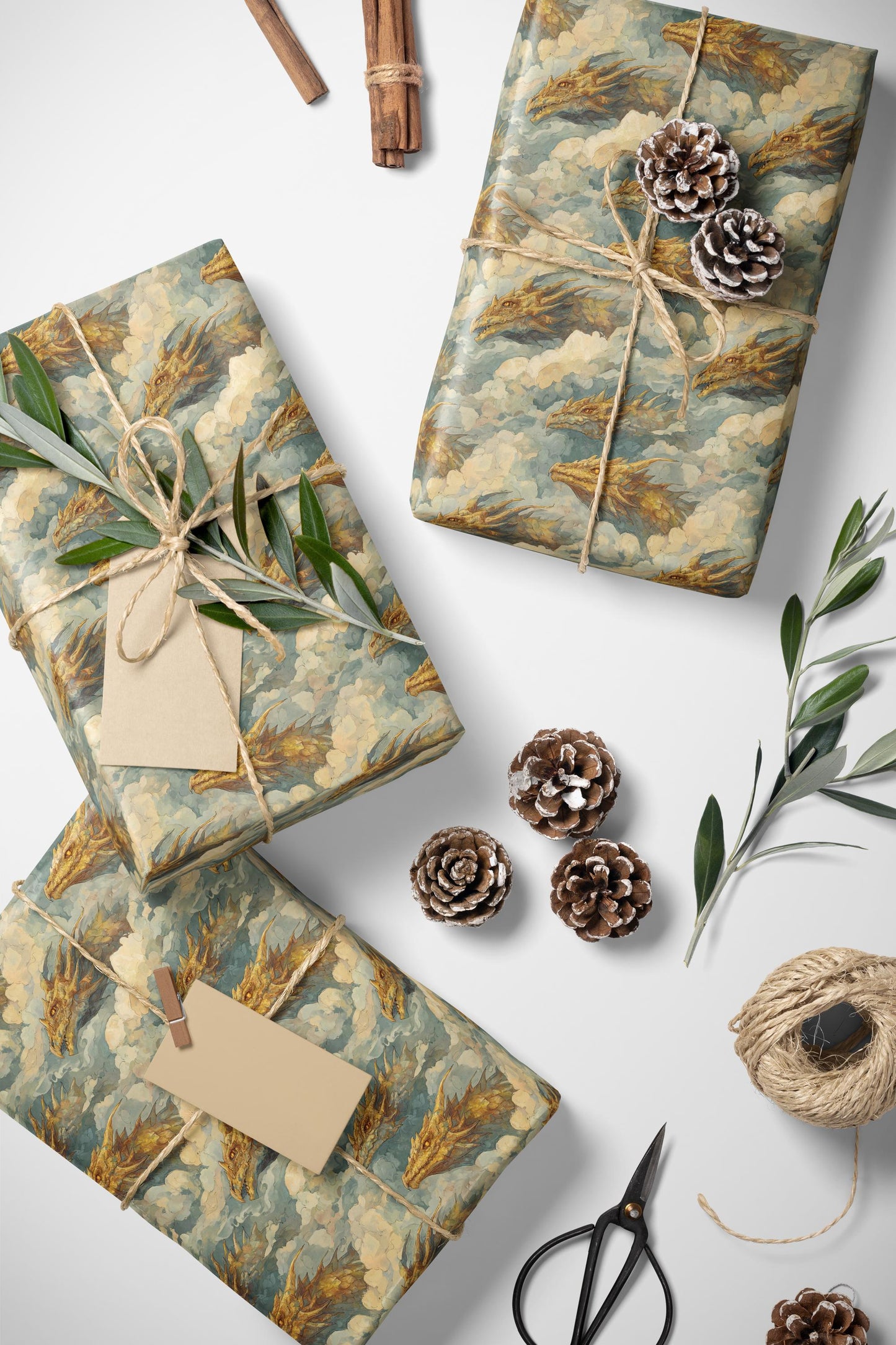 Fire-Breathing Dragon Wrapping Paper Roll, Gift Wrap for Fantasy Fans, DnD Enthusiasts, and Medieval Party Gifts #5