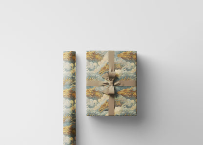 Fire-Breathing Dragon Wrapping Paper Roll, Gift Wrap for Fantasy Fans, DnD Enthusiasts, and Medieval Party Gifts #5