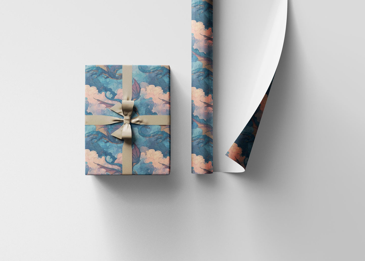 Fantasy Lover Dragon Wrapping Paper Roll, Mythical Creature Gift Wrap for Gamers, Book Lovers, and Magical Events #4