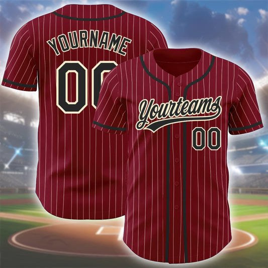 Custom Pinstripe Baseball Jersey with Name and Number – Personalized Team Uniform Shirt, Multiple Colors Sports Fan Gift for Men and Women