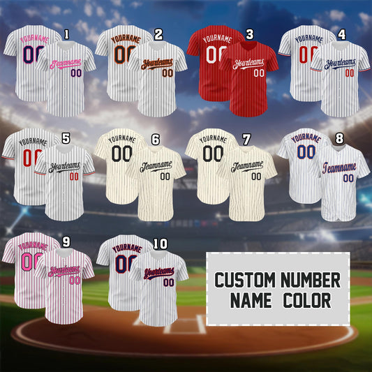 Custom Pinstripe Baseball Jersey: Personalized Team Uniform - Sports Fan Gift