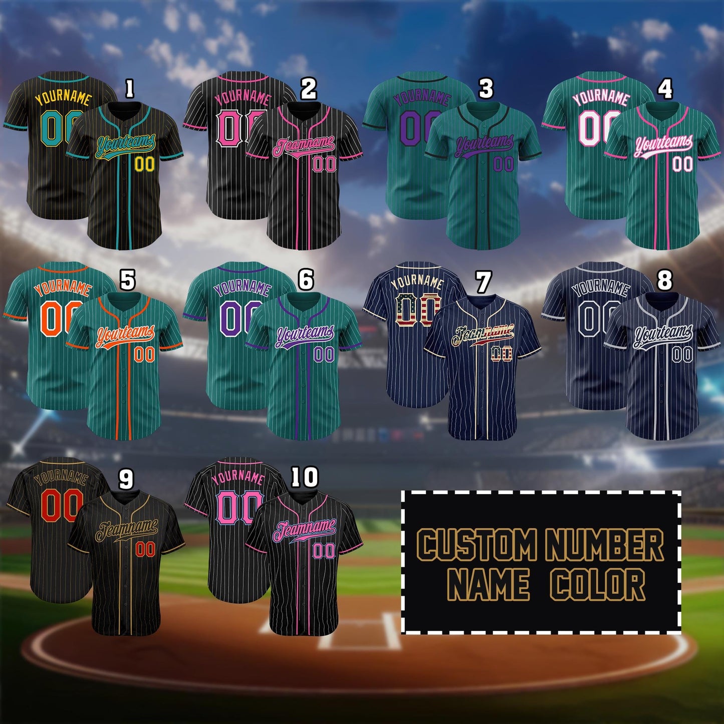 Custom Stripe Line Color Baseball Jersey For Baseball Fans, Personalized Name Team,Custom Number Baseball Team Couple Jersey