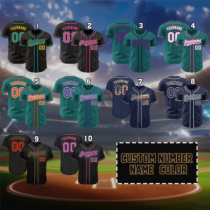 Custom Stripe Line Color Baseball Jersey For Baseball Fans, Personalized Name Team,Custom Number Baseball Team Couple Jersey