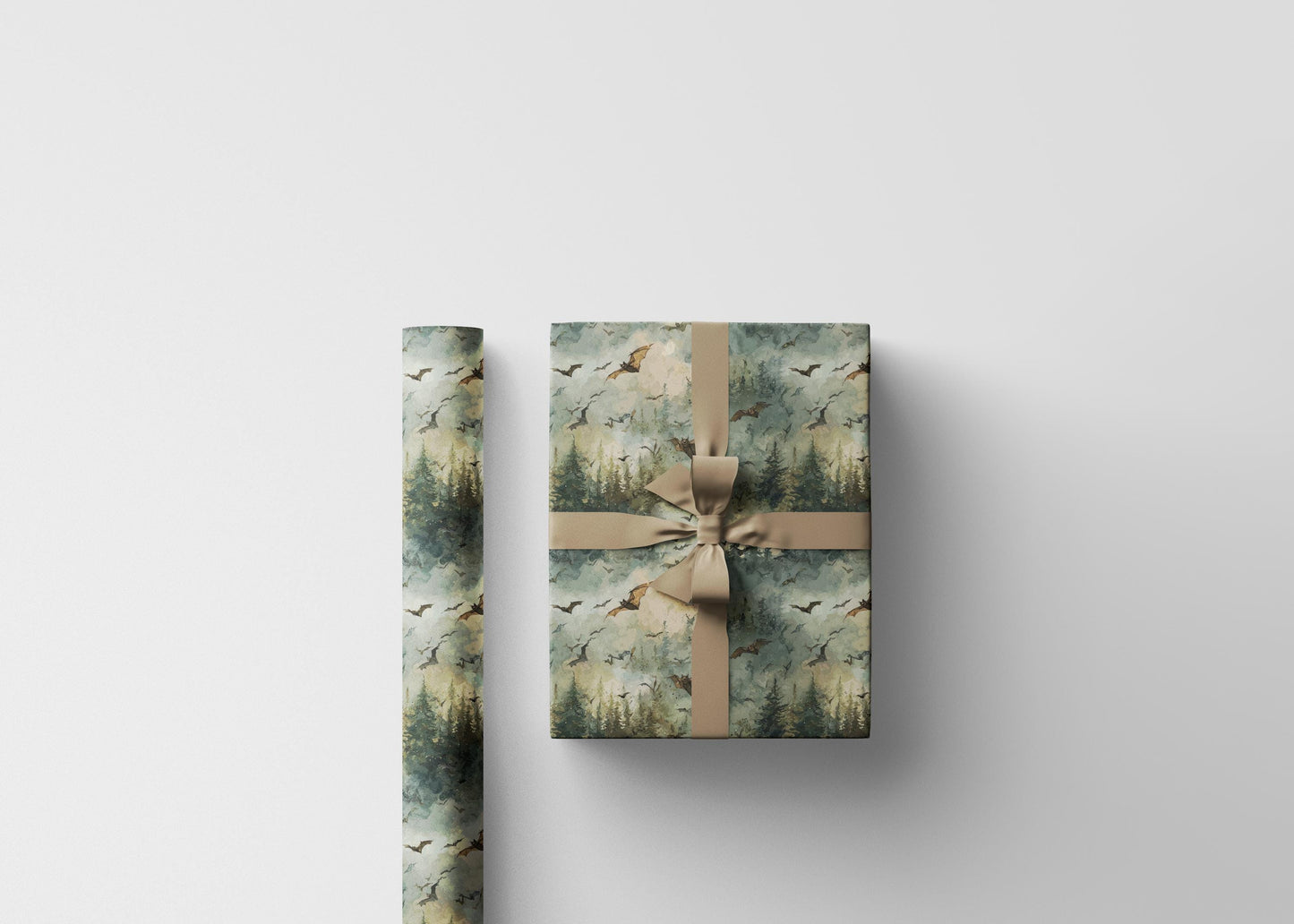 Halloween Bat Wrapping Paper Roll with Spooky Flying Bat Print, Dark Aesthetic Gift Wrap for October Parties and Haunted Gifts #1