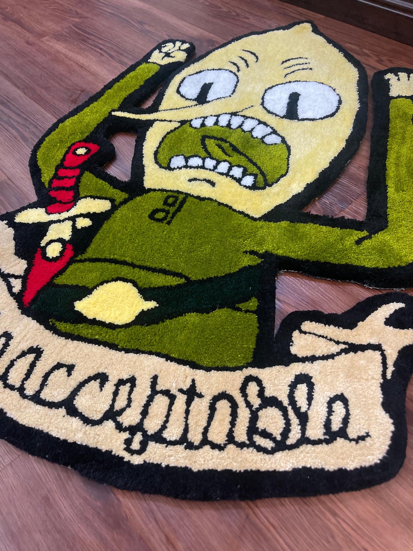 Gengar Rug, Lemongrab handmade tufted custom rug, wool rug tufting,