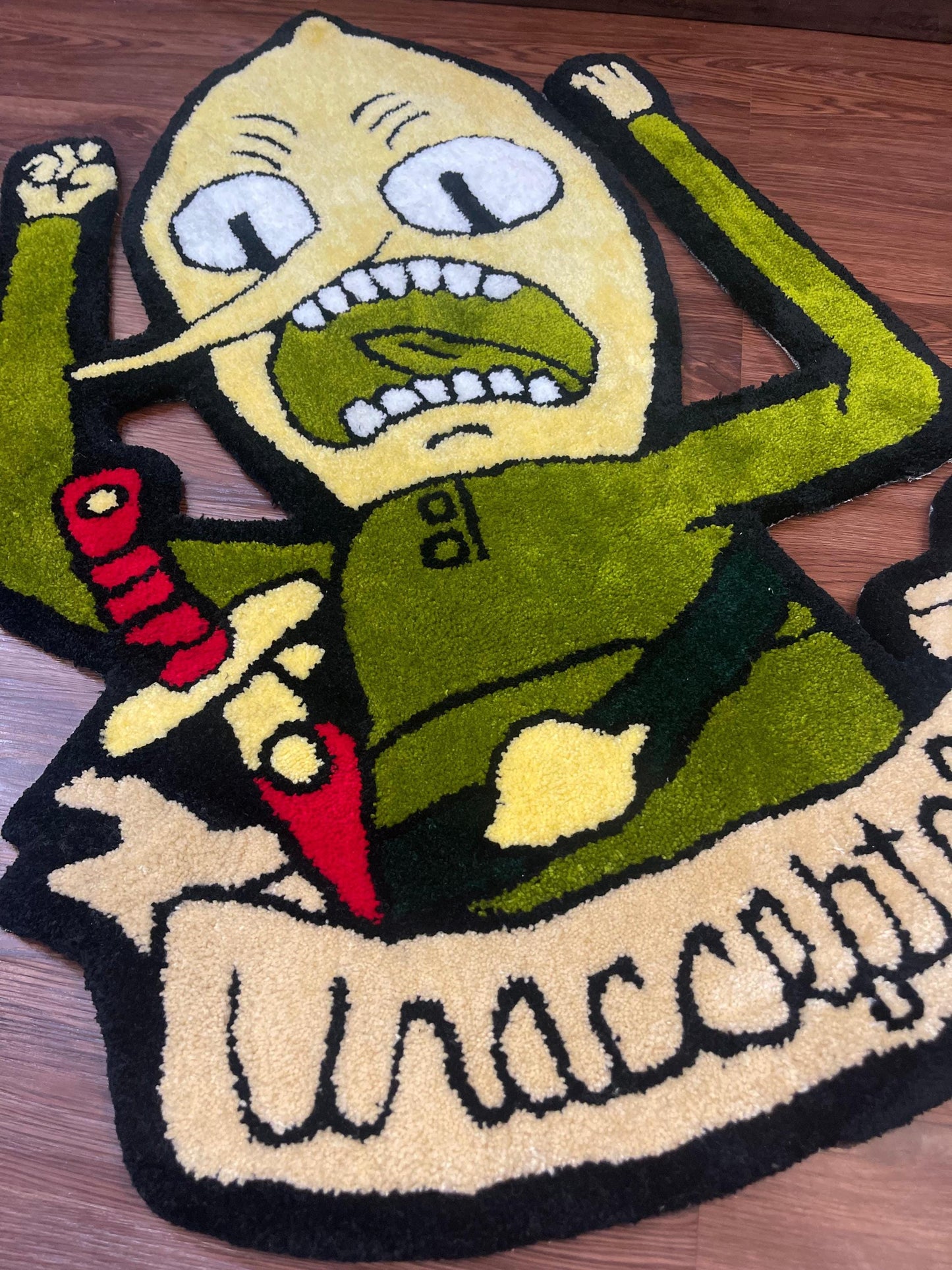 Gengar Rug, Lemongrab handmade tufted custom rug, wool rug tufting,