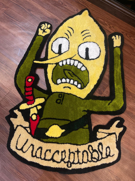 Gengar Rug, Lemongrab handmade tufted custom rug, wool rug tufting,