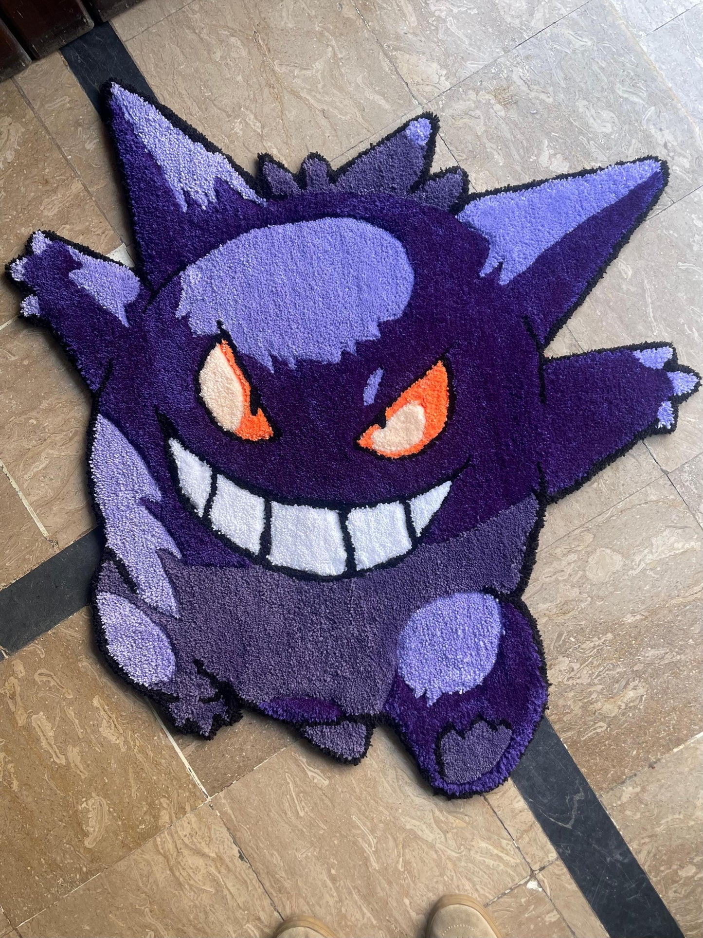 Gengar Rug, Lemongrab handmade tufted custom rug, wool rug tufting,