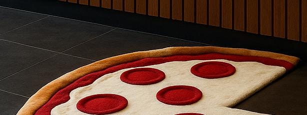 Hand-Tufted Wool Pizza Slice Rug: Fun Food Kitchen Mat