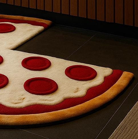 Hand-Tufted Wool Pizza Slice Rug: Fun Food Kitchen Mat