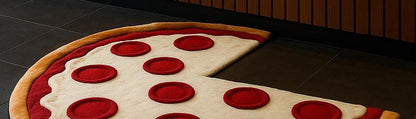 Hand-Tufted Wool Pizza Slice Rug: Fun Food Kitchen Mat