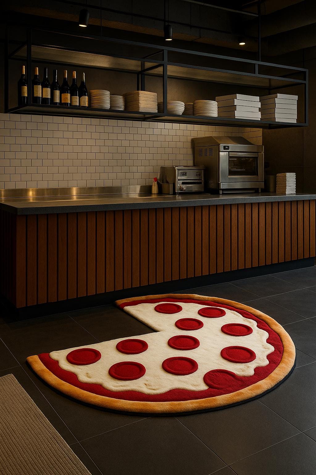 Hand-Tufted Wool Pizza Slice Rug: Fun Food Kitchen Mat
