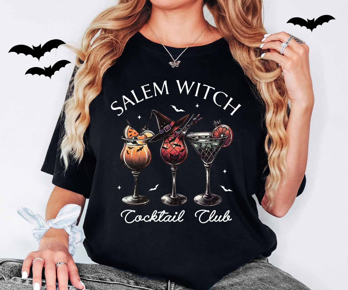 Salem Witch Cocktail Club Shirt, Halloween Salem Witch Tee, Halloween Cocktail Club Sweatshirt, Trick Or Treat Tee, Witch Party Drinks Tee