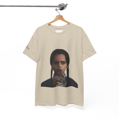 Wednesday Addams Graphic Print T-Shirt - Addams Family Halloween Shirt - Boys? Homicide Shoulder Print - Kids & Adults Unisex Tee