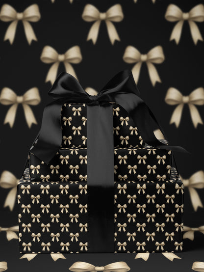 Classy Wrapping Paper Black Bow Gift Wrap Chic Wrapping Paper Wedding Gift for Her Birthday Present Bachelorette Gift Idea for Bridesmaid