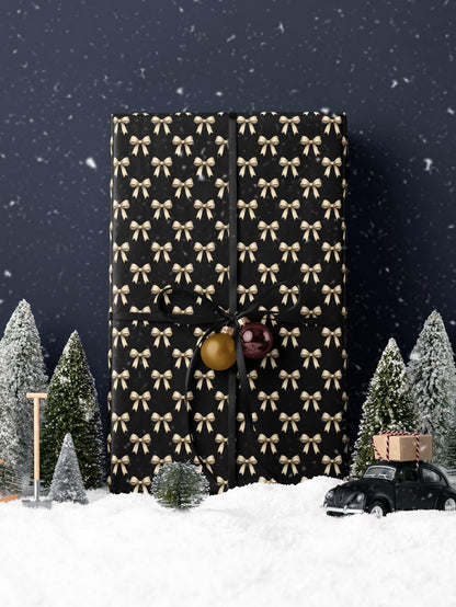 Classy Wrapping Paper Black Bow Gift Wrap Chic Wrapping Paper Wedding Gift for Her Birthday Present Bachelorette Gift Idea for Bridesmaid
