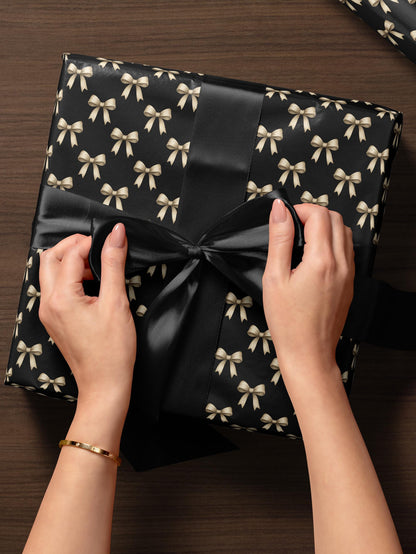 Classy Wrapping Paper Black Bow Gift Wrap Chic Wrapping Paper Wedding Gift for Her Birthday Present Bachelorette Gift Idea for Bridesmaid