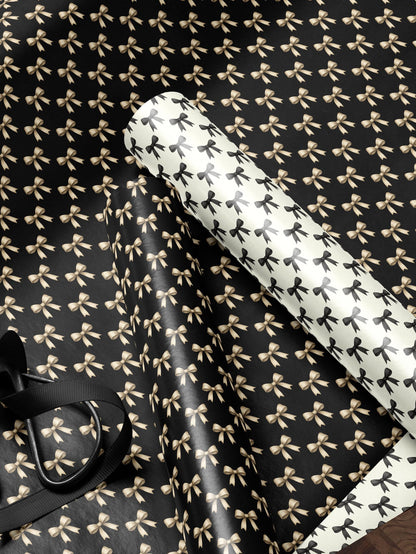 Classy Wrapping Paper Black Bow Gift Wrap Chic Wrapping Paper Wedding Gift for Her Birthday Present Bachelorette Gift Idea for Bridesmaid