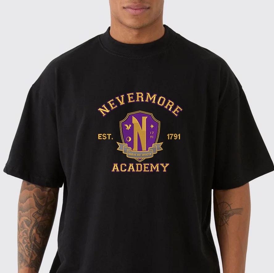 Nevermore Academy Sweatshirt: Gothic Wednesday Inspired Crewneck