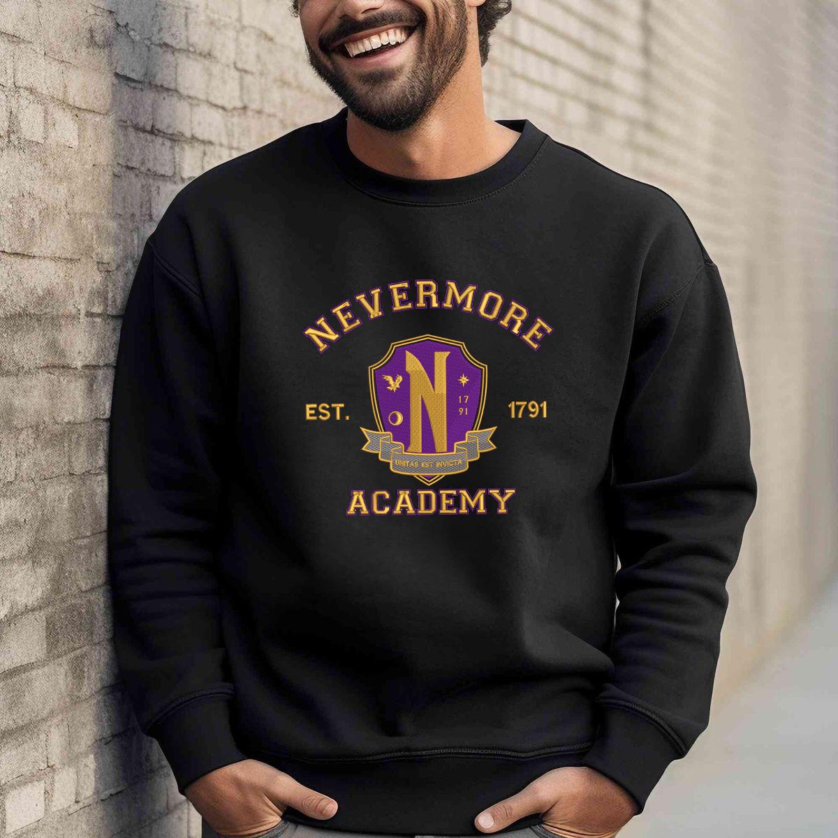 Nevermore Academy Sweatshirt: Gothic Wednesday Inspired Crewneck