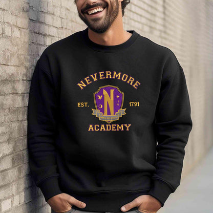 Nevermore Academy Sweatshirt: Gothic Wednesday Inspired Crewneck