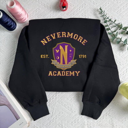 Nevermore Academy Sweatshirt: Gothic Wednesday Inspired Crewneck
