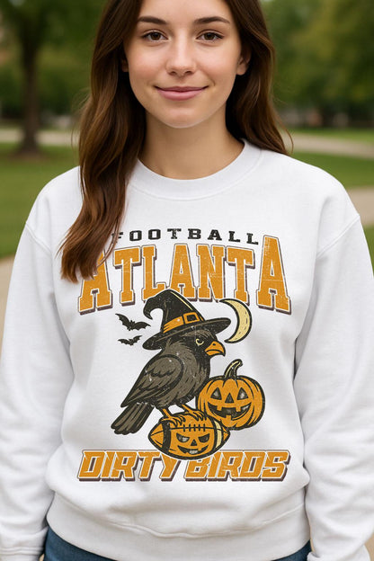 Vintage Style Atlanta Spooky Sweatshirt | Dirty Birds Halloween Football Shirt | Spooky Crow Pumpkin Shirt | Fall Sports Fan Gift