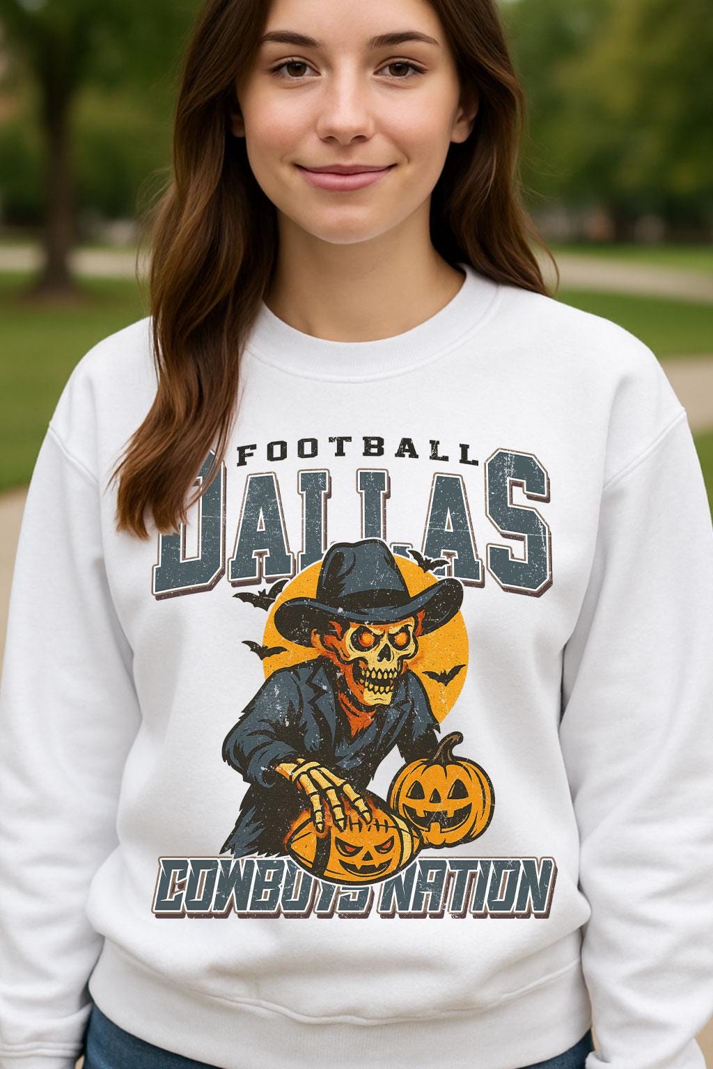 Vintage Style Dallas Spooky Sweatshirt | Cowboys Nation Halloween Football Shirt | Spooky Crow Pumpkin Shirt | Fall Sports Fan Gift
