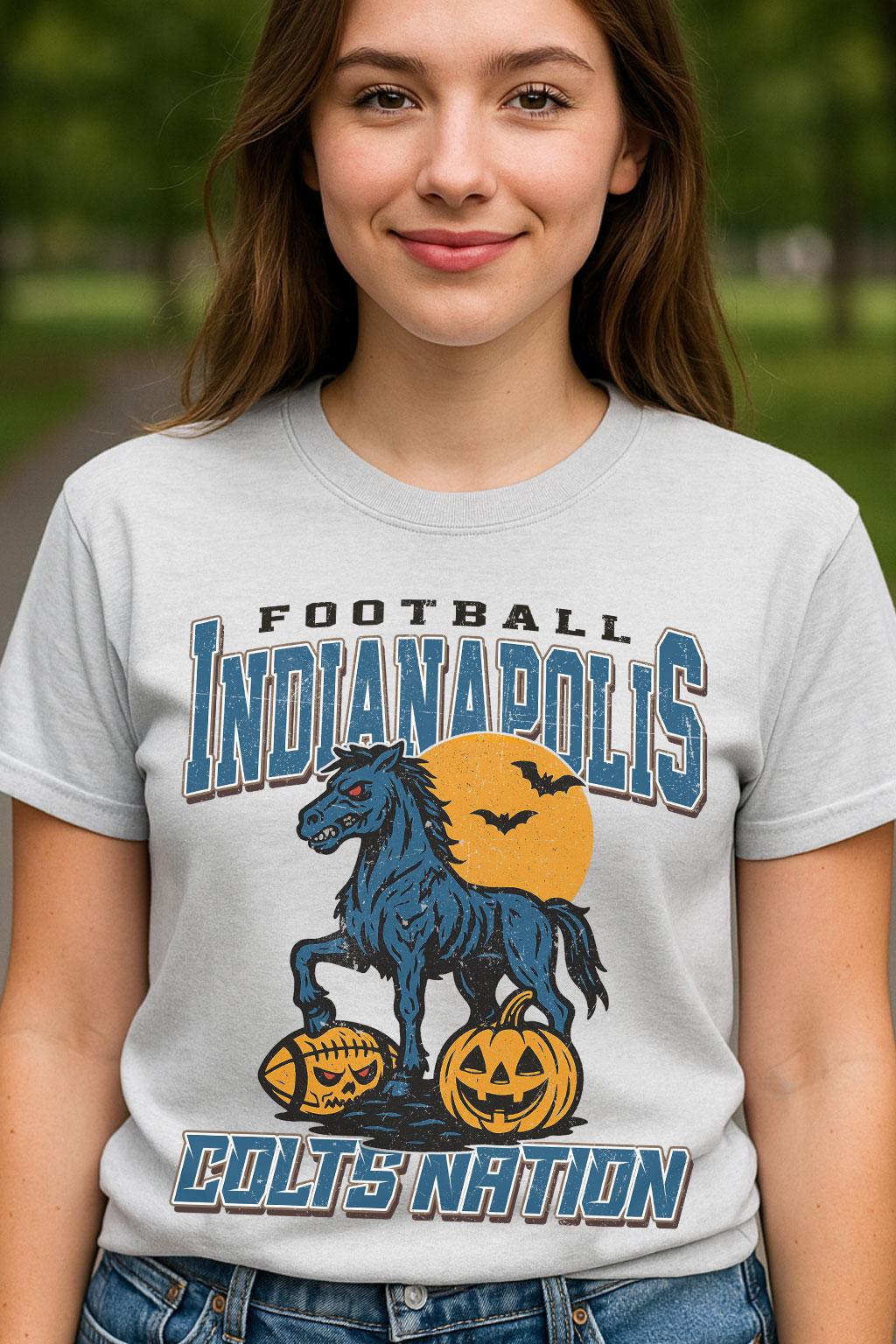 Vintage Style Indianapolis Spooky Sweatshirt | Colts Nation Halloween Football Shirt | Spooky Crow Pumpkin Shirt | Fall Sports Fan Gift