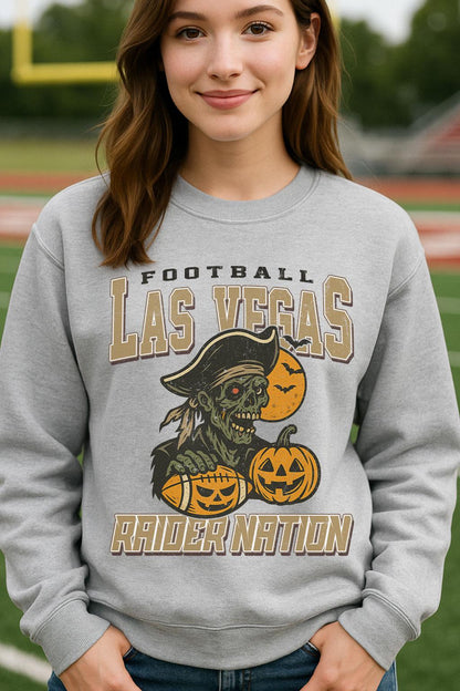 Vintage Style Las Vegas Spooky Sweatshirt | Raider Nation Halloween Football Shirt | Spooky Crow Pumpkin Shirt | Fall Sports Fan Gift