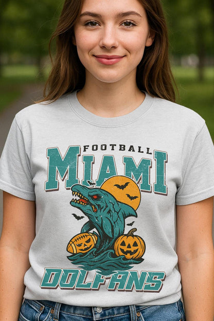 Vintage Style Miami Spooky Sweatshirt | Dolfans Halloween Football Shirt | Spooky Crow Pumpkin Shirt | Fall Sports Fan Gift