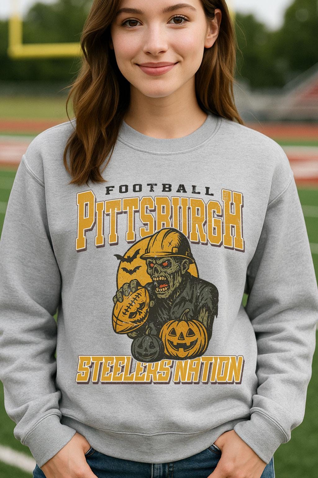 Vintage Style Pittsburgh Spooky Sweatshirt | Steelers Nation Halloween Football Shirt | Spooky Crow Pumpkin Shirt | Fall Sports Fan Gift