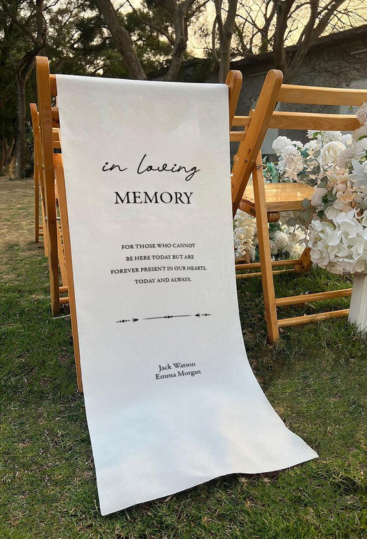In Loving Memory Wedding Chair Sign,Personalized Memorial Wedding Banner, Custom Reserved Chair Sign,Remembrance Chair Banner, Wedding Decor