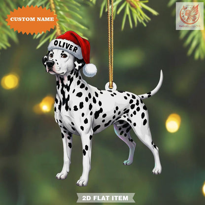 Personalized Christmas Dalmatian Ornament – Custom Name Acrylic Holiday Decoration, Acrylic 2D Ornament, Christmas Gift