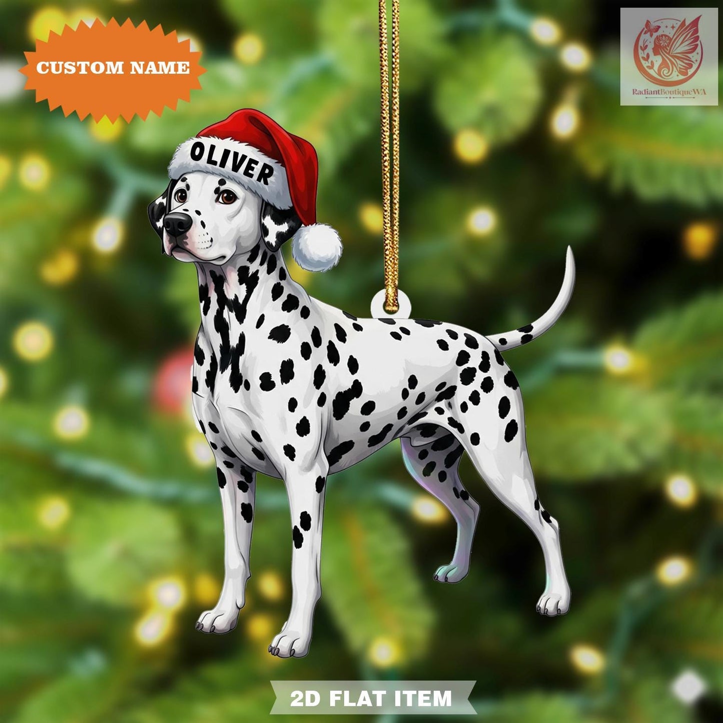 Personalized Christmas Dalmatian Ornament – Custom Name Acrylic Holiday Decoration, Acrylic 2D Ornament, Christmas Gift