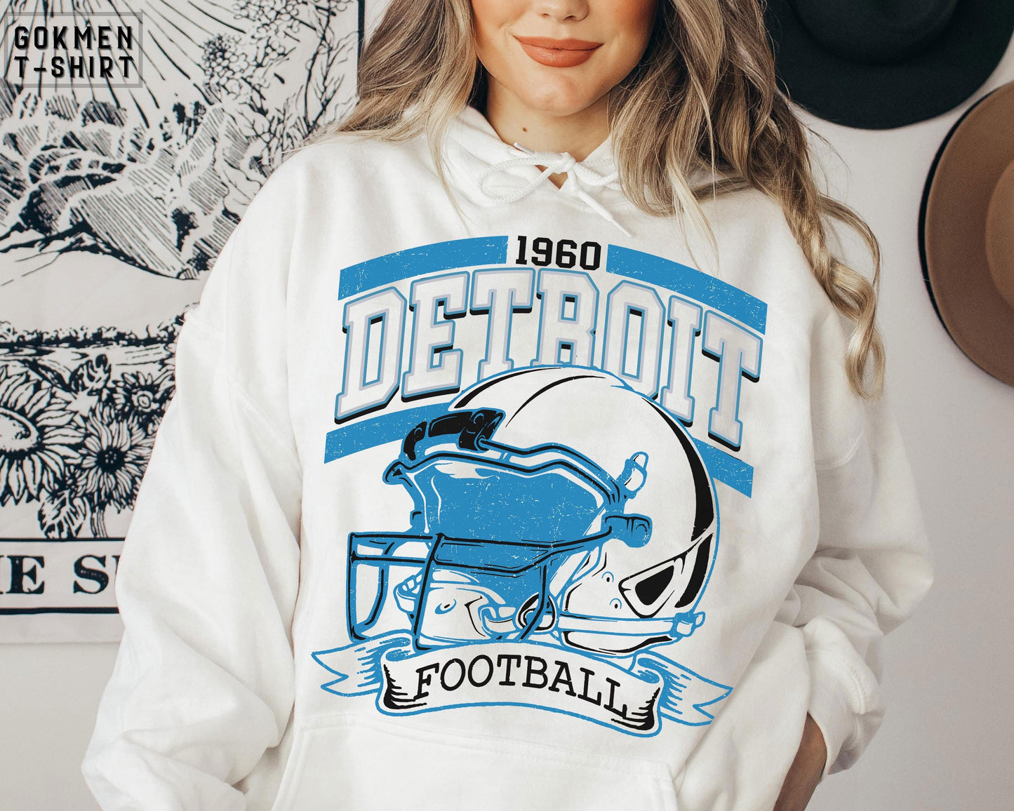 Vintage 90s Style Detroit Football Sweatshirt, Detroit Football Sports Gear, Detroit Game Day Shirt, Detroit Football Varsity Shirt