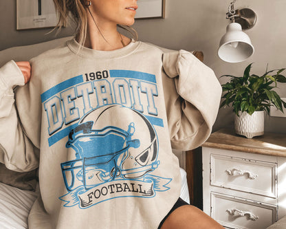 Vintage 90s Style Detroit Football Sweatshirt, Detroit Football Sports Gear, Detroit Game Day Shirt, Detroit Football Varsity Shirt
