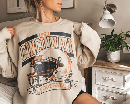 Vintage 90s Style Cincinnati Football Sweatshirt, Retro Sports Fan Shirt, Trendy Game Day, Cincinnati Sweatshirt, Cincinnati Football Shirt
